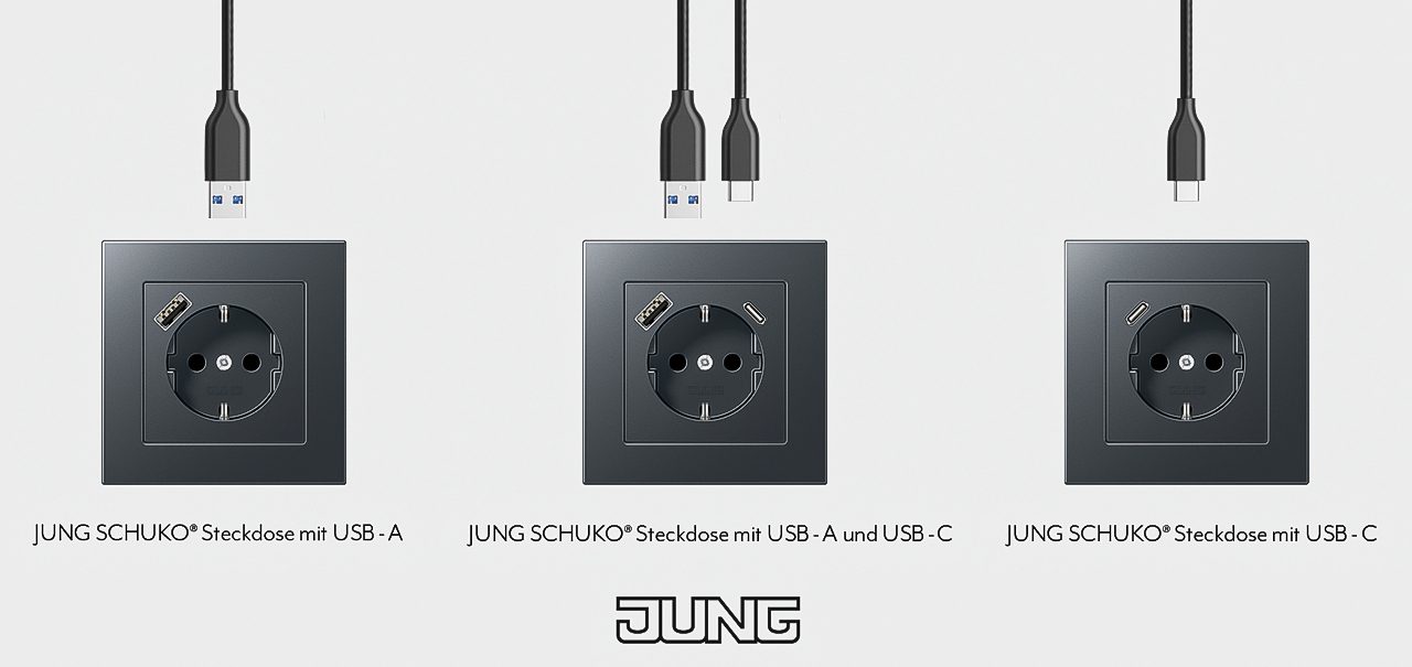 JUNG SCHUKO® Steckdosen mit USB-Anschlüssen